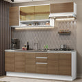 Cocina Integral 240 cm Blanco/Marrón Glamy Madesa