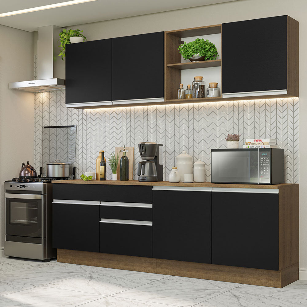 Cocina Integral 240 cm Marrón/Negro Glamy Madesa