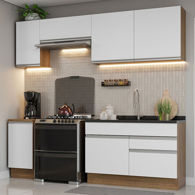 Cocina Integral 240 cm Marrón/Blanco Glamy Madesa