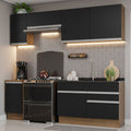 Cocina Integral 240 x 52 cm 6 Puertas 2 Cajones Marrón/Negro Glamy Madesa 07