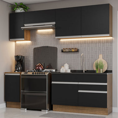 Cocina Integral 240 cm Marrón/Negro Glamy Madesa