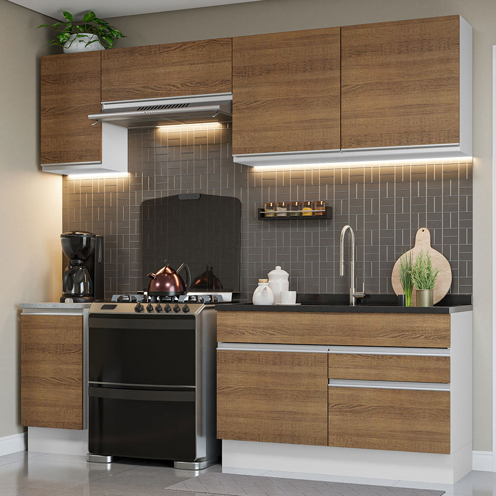 Cocina Integral 240cm Blanco/Marrón Glamy 07