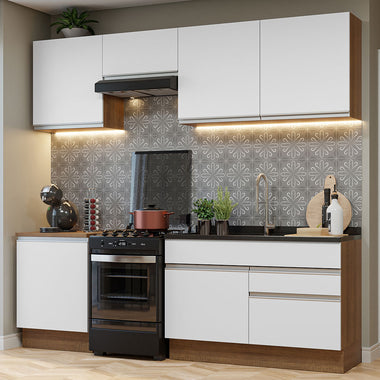 Cocina Integral 240 cm Marrón/Blanco Glamy Madesa