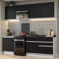 Cocina Integral 240 cm Blanco/Negro Glamy Madesa