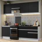 Cocina Integral 240 cm Blanco/Negro Glamy Madesa