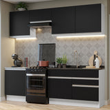 Cocina Integral 240cm Blanco/Negro Glamy 08