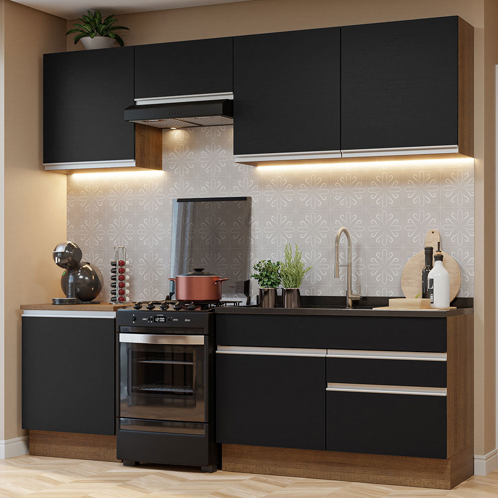 Cocina Integral 240 cm Marrón/Negro Glamy Madesa