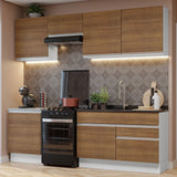 Cocina Integral 240cm Blanco/Marrón Glamy 08