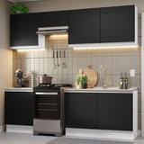Cocina Integral 240cm Blanco/Negro Glamy 09