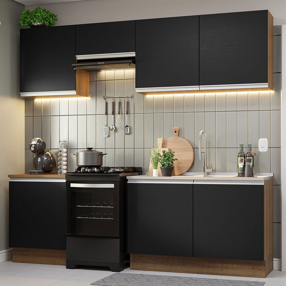 Cocina Integral 240cm Marrón/Negro Glamy 09