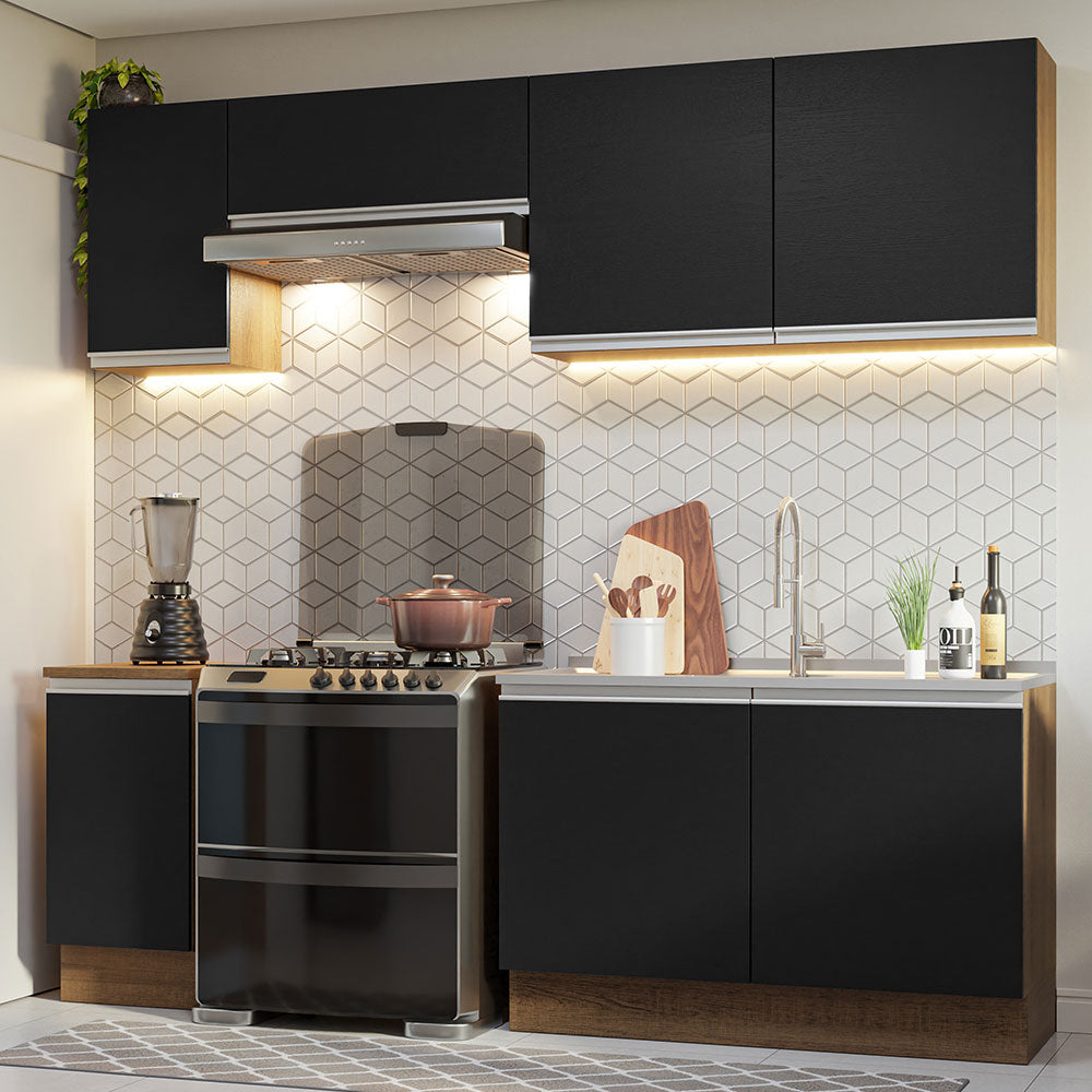 Cocina Integral 240 cm Marrón/Negro Glamy Madesa