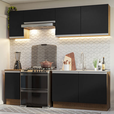 Cocina Integral 240 cm Marrón/Negro Glamy Madesa