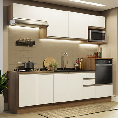 Cocina Integral 260 cm Marrón/Blanco Glamy Madesa