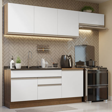 Cocina Integral 260 cm Marrón/Blanco Glamy Madesa