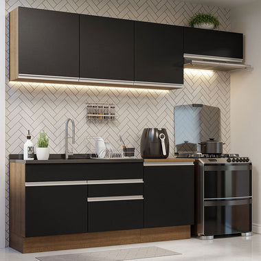 Cocina Integral 260 cm Marrón/Negro Glamy Madesa