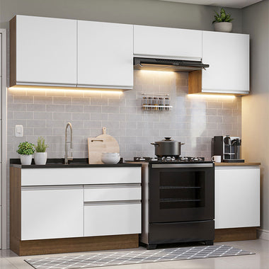 Cocina Integral 260 cm Marrón/Blanco Glamy Madesa