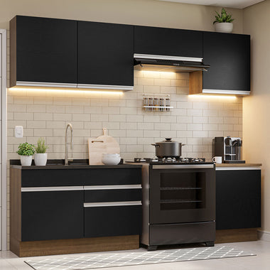 Cocina Integral 260 cm Marrón/Negro Glamy Madesa