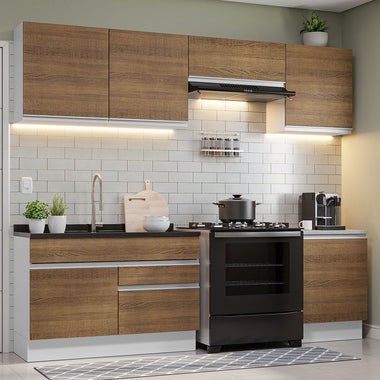 Cocina Integral 260 cm Blanco/Marrón Glamy Madesa