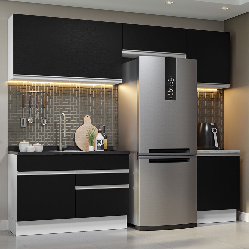 Cocina Integral 260cm Blanco/Negro Glamy 05