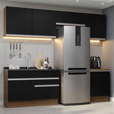 Cocina Integral 260 cm Marrón/Negro Glamy Madesa