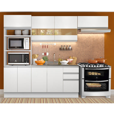 Cocina Integral 270 cm Con Mueble para Horno Blanco Glamy Madesa