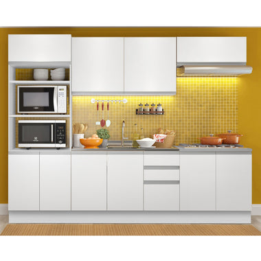 Cocina Integral 270 cm Con Mueble para Horno Blanco Glamy Madesa
