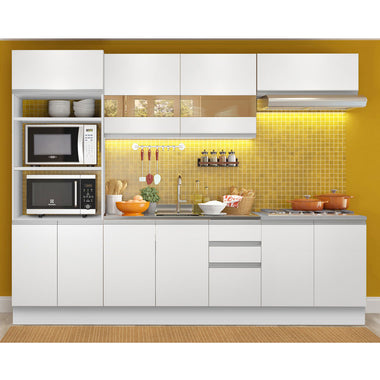 Cocina Integral 270 cm Con Mueble para Horno Blanco Glamy Madesa