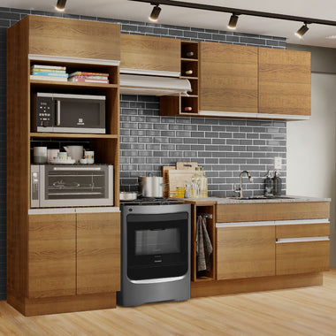 Cocina Integral 270 cm Con Mueble para Horno Marrón Glamy Madesa