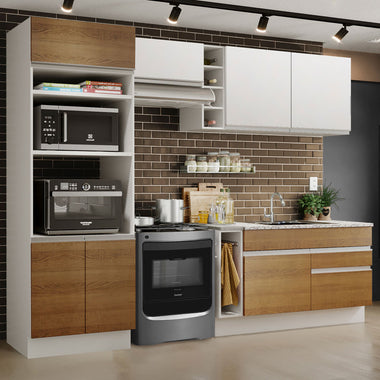 Cocina Integral 270 cm Con Mueble para Horno Blanco/Marrón Glamy Madesa