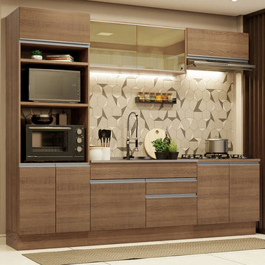 Cocina Integral 270 cm Con Mueble para Horno Marrón Glamy Madesa