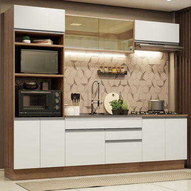 Cocina Integral 270 cm Con Mueble para Horno Marrón/Blanco Glamy Madesa