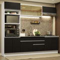 Cocina Integral 270 cm Con Mueble para Horno Blanco/Negro Glamy Madesa