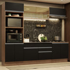 Cocina Integral 270 cm Con Mueble para Horno Marrón/Negro Glamy Madesa