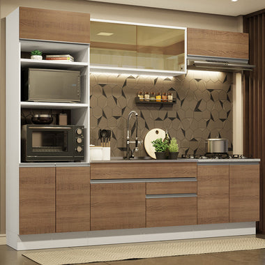 Cocina Integral 270 cm Con Mueble para Horno Blanco/Marrón Glamy Madesa