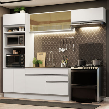 Cocina Integral 270 cm Con Mueble para Horno Blanco Glamy Madesa