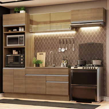 Cocina Integral 270 cm Con Mueble para Horno Marrón Glamy Madesa