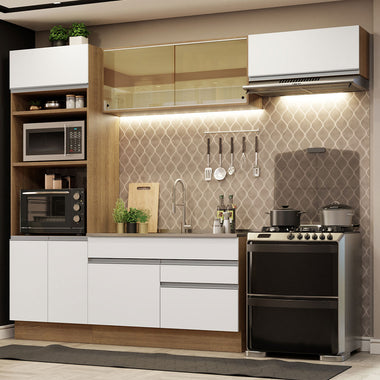 Cocina Integral 270 cm Con Mueble para Horno Marrón/Blanco Glamy Madesa