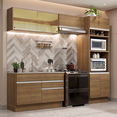 Cocina Integral 270 cm Con Mueble para Horno Marrón Glamy Madesa