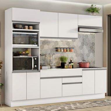 Cocina Integral 270 cm Con Mueble para Horno Blanco Glamy Madesa