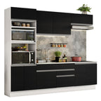 Cocina Integral 270 cm Con Mueble para Horno Blanco/Negro Glamy Madesa
