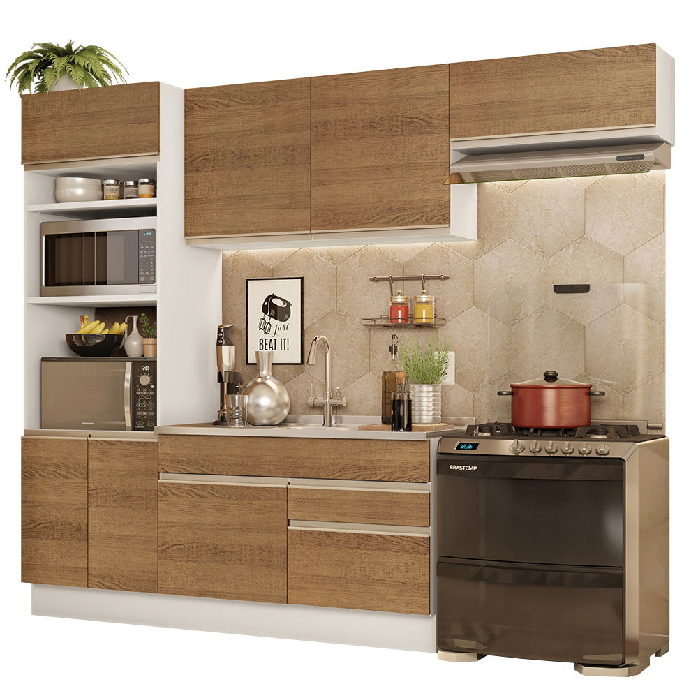 Cocina Integral 270cm Blanco/Marrón Glamy 15