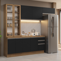 Cocina Integral 270 cm Con Vitrina Marrón/Negro Glamy Madesa