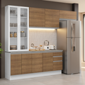 Cocina Integral 270 cm Con Vitrina Blanco/Marrón Glamy Madesa