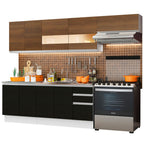 Cocina Integral 280 cm Blanco/Negro/Marrón Glamy Madesa