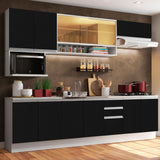 Cocina Integral 280cm Blanco/Negro Glamy Genova