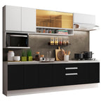 Cocina Integral 280 cm Blanco/Negro Glamy Madesa