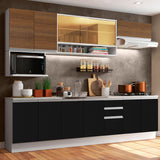 Cocina Integral 280cm Blanco/Negro/Marrón Glamy Genova