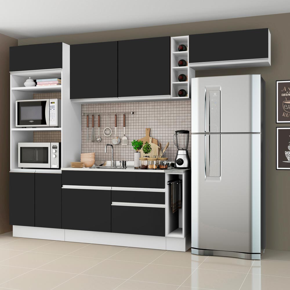 Cocina Integral 290cm Blanco/Negro Glamy 04