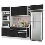 Cocina Integral 290 cm Con Mueble para Horno Blanco/Negro Glamy Madesa