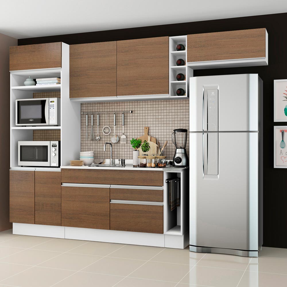 Cocina Integral 290cm Blanco/Marrón Safira 04